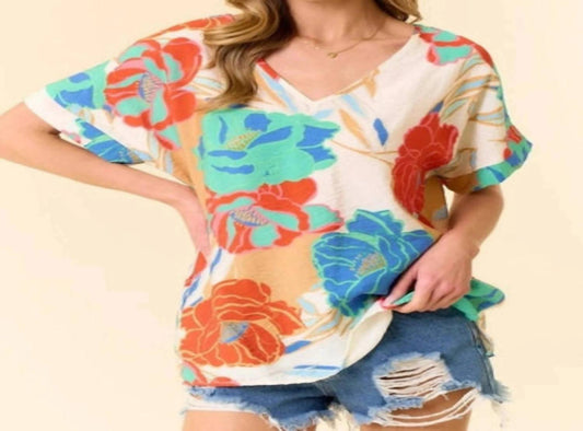 Vanilla Monkey - Floral V Neck Top