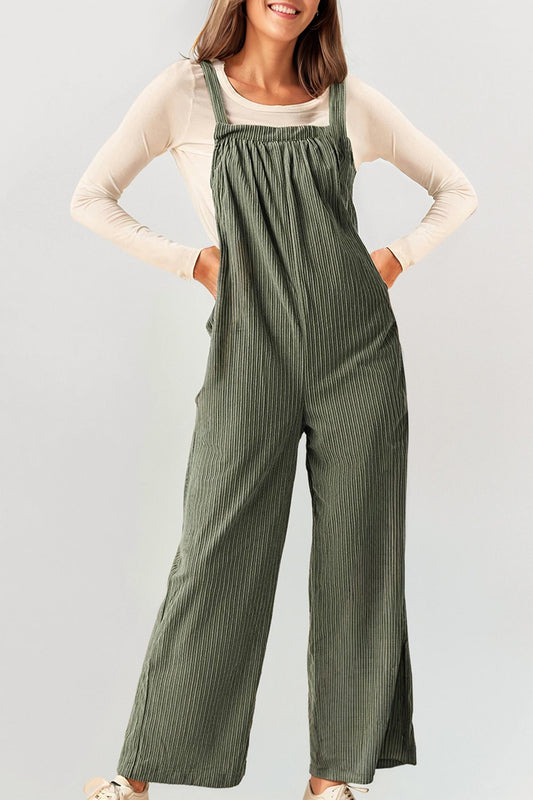 66Disco - Corduroy Pocketed Wide Leg Overall