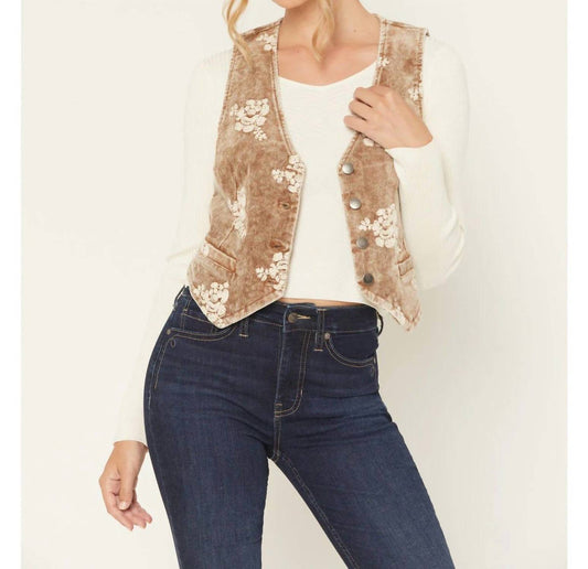 Mystree - Embroidered Corduroy Vest