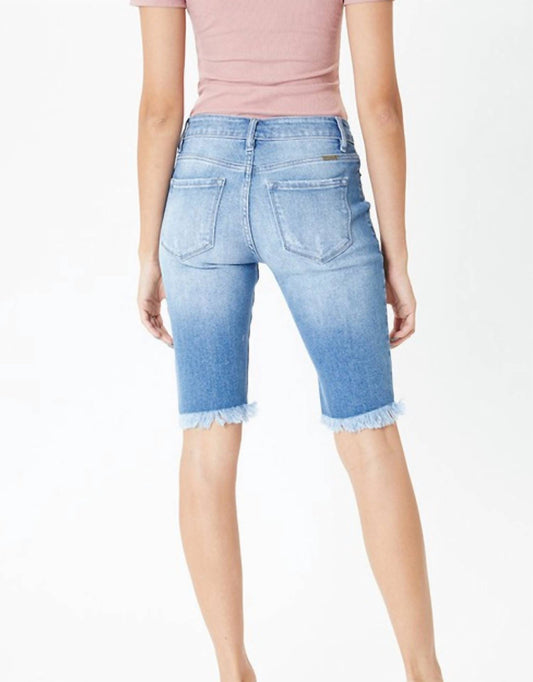 Kancan - Mid Rise Distressed Hem Detail Bermuda Short