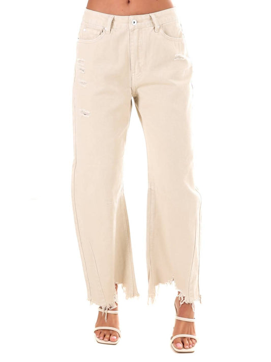 Saige Denim - High Rise Distressed Slouchy Barrel Jeans