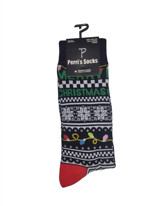 Perri’S Socks - Men's Novelty Christmas Lights Crew Socks