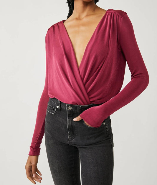 Free People - Turnt Long Sleeve V-neck Bodysuit