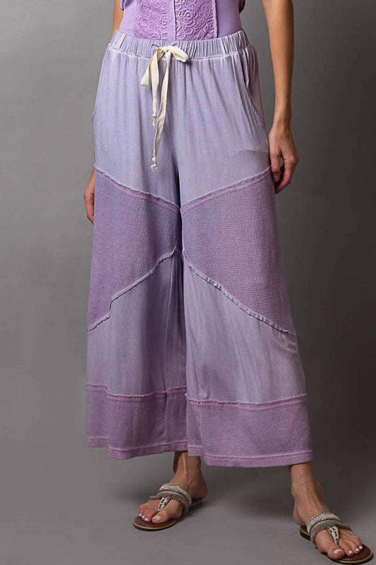 Pol - Contrast Ribbed Knit Culotte Pants