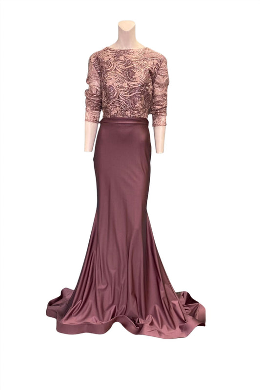 Long Sleeve Lace Evening Gown