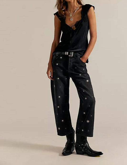 Free People - Deep Trance Shine Embroidered Boyfriend Jeans