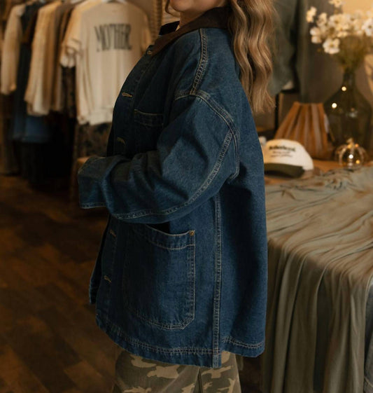 Olivaceous - Contrast Collar Barn Jacket