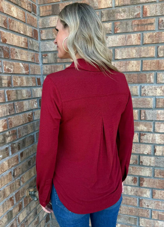 Bobi - Collared Button Front Knit Shirt