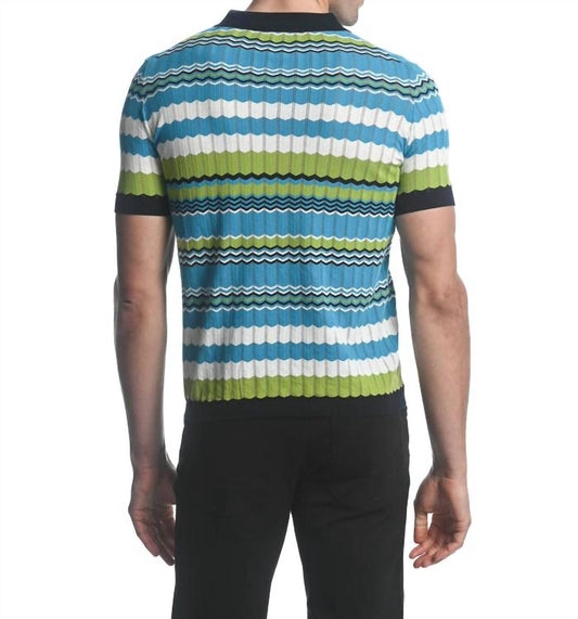 Postmarc - Chevron Strip Knit Polo Shirt