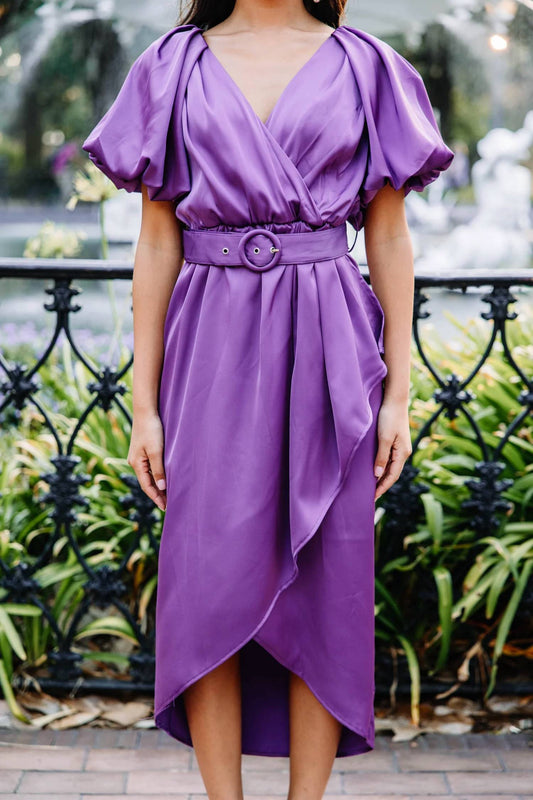 Entro - Puff Sleeve Satin Dress
