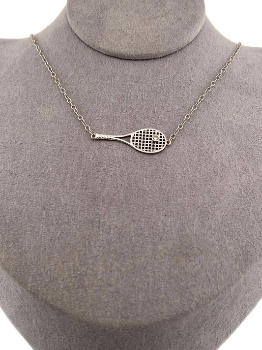 Love Love Tennis - Women's Gold Racket + Diamond Ball Necklace