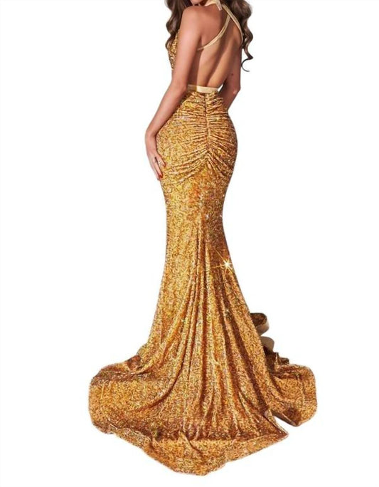 Portia&Scarlett - Open Back Sequin Prom Dress