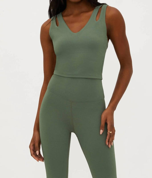 Beach Riot - Evelina V - neck Tank Top - clothing - green - polyester