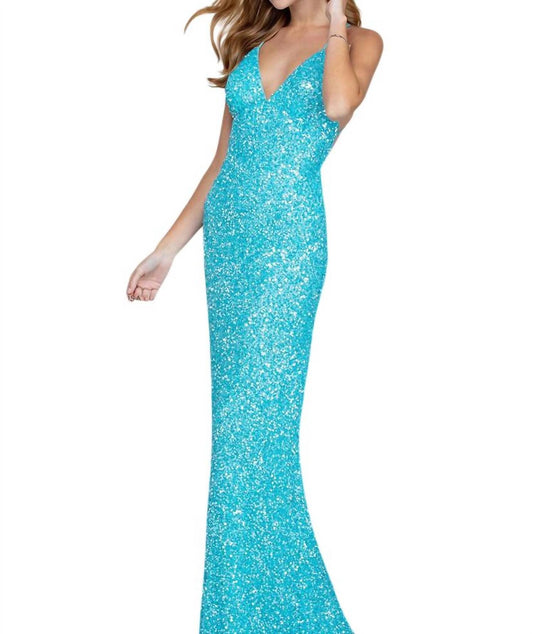 Scala - Sequin Open Back Evening Gown