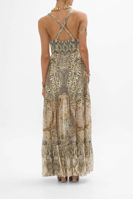 Camilla - Bead Strap Gathered Panel Maxi Dress