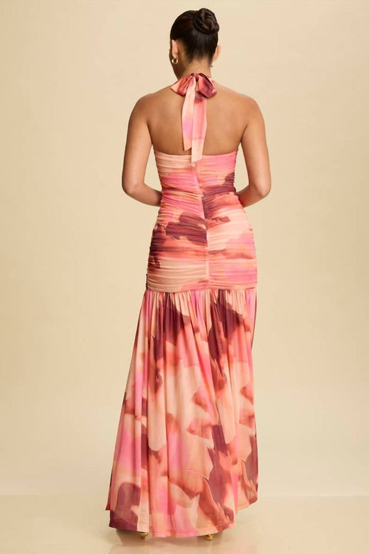 Luxxel - KALANI HALTER MESH MAXI DRESS