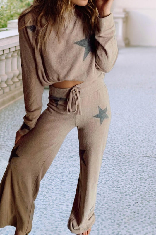 Little Daisy Closet - Retro Star Long Sleeve Drawstring Wide Leg Pajama Set