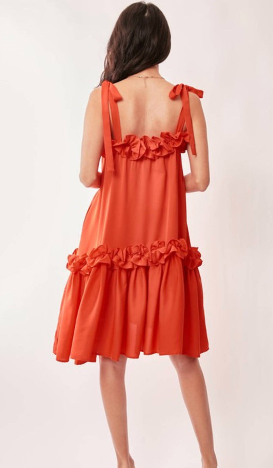 Davi & Dani - Women's Frill Ruffle Swing Dress