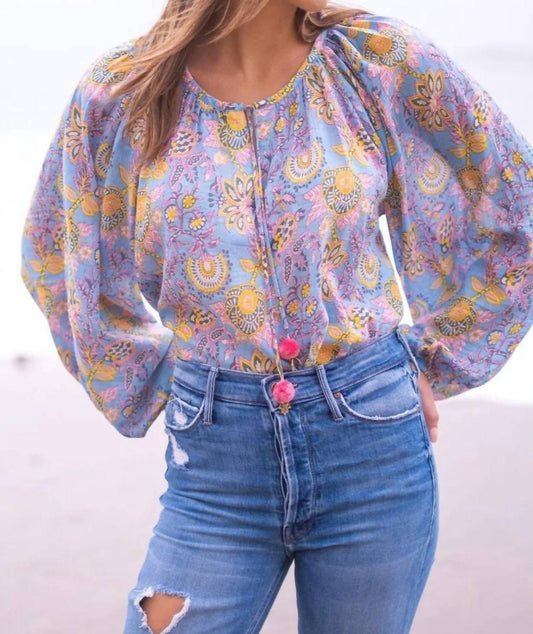 Bell - Reese Balloon Sleeves Top - clothing - cotton - floral