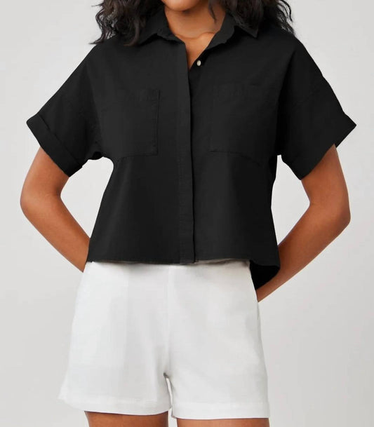 Bella Dahl - Two Pocket Short Sleeve Shirt - black - clothing - cotton