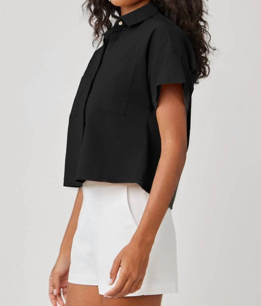 Bella Dahl - Two Pocket Short Sleeve Shirt - black - clothing - cotton