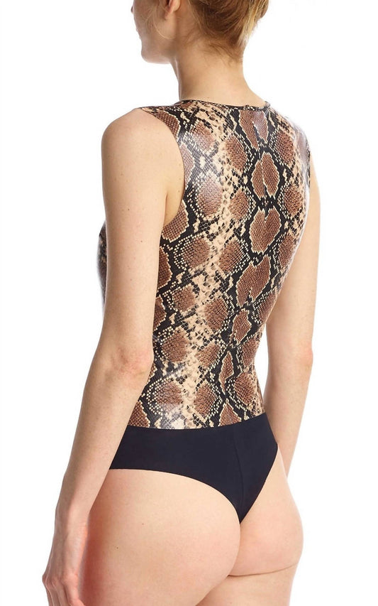 Commando - Faux Leather Animal V-Neck Bodysuit