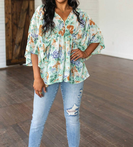 Jodifl - Fabled In Floral Draped Peplum Top