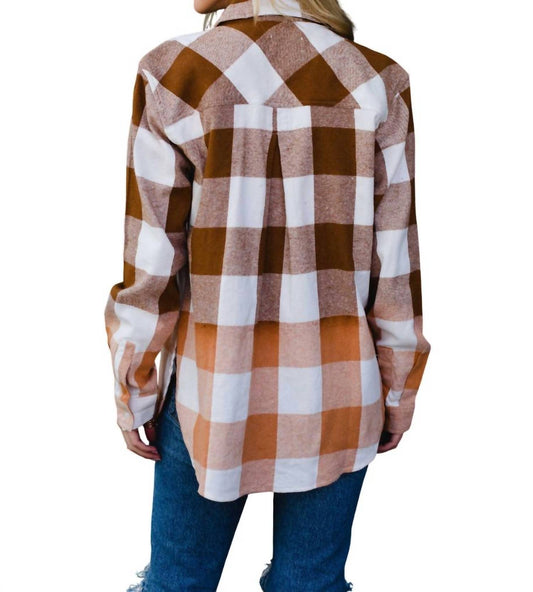Panache Apparel - Bleached Gradient Cotton Plaid Flannel Shacket