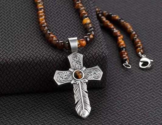 Silver Strike - Men's Tigers Eye Necklace