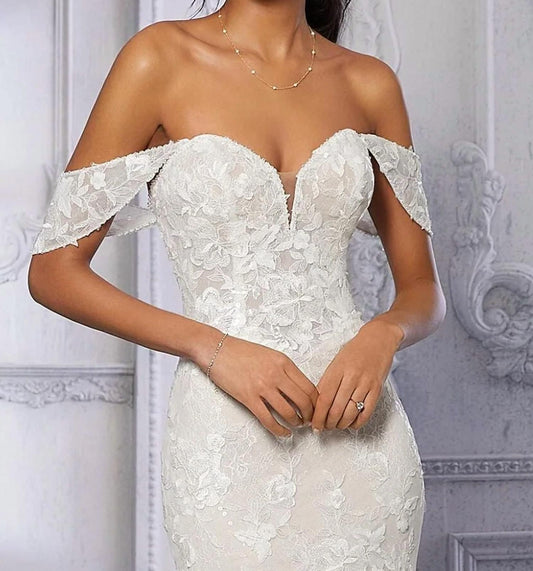 Morilee - Frosted Embroidery Over Chantilly Lace Sleeves With Beaded Trim