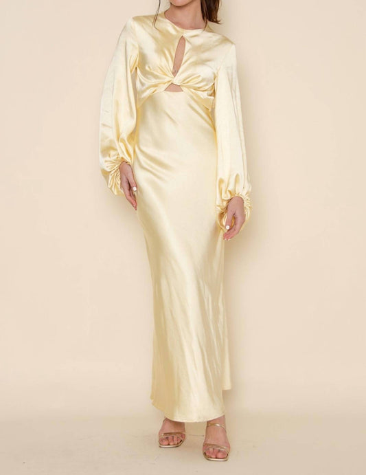 Fore Collection - Denise Long Sleeve Satin Slip Maxi Dress