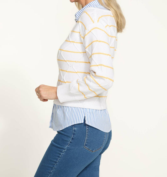 Fdj - Long Sleeve Mixed-media Sweater