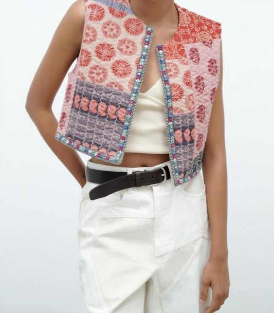 Pink Ripple - Print Quilted Vest