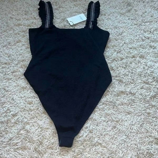 Something Navy - Women's Ruffle Cut Out One Piece