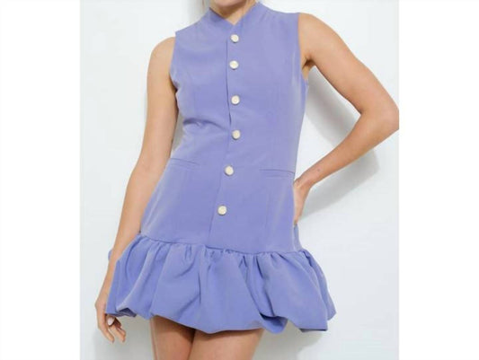 Ina - Sleeveless Bubble Hem Buttoned Mini Dress
