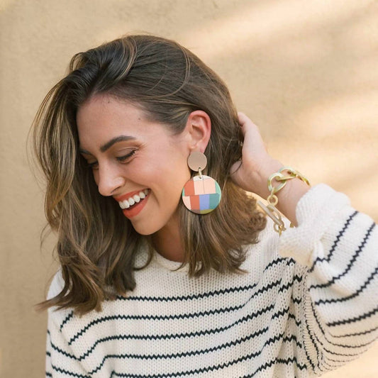 Sunshine Tienda - Rancher Circle Stripe Earrings