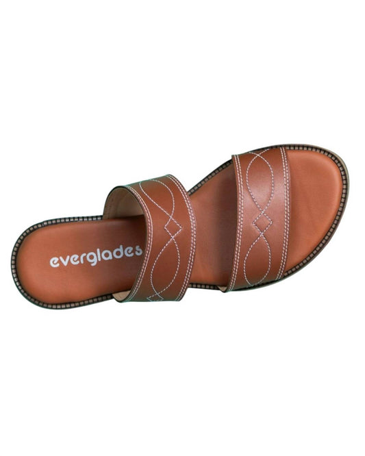 Everglades - Women's Double Strap Western Boot Stitch Slide Sandals