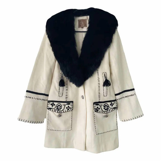 Double D Ranch - Women's Fur Trim Wool Jacket