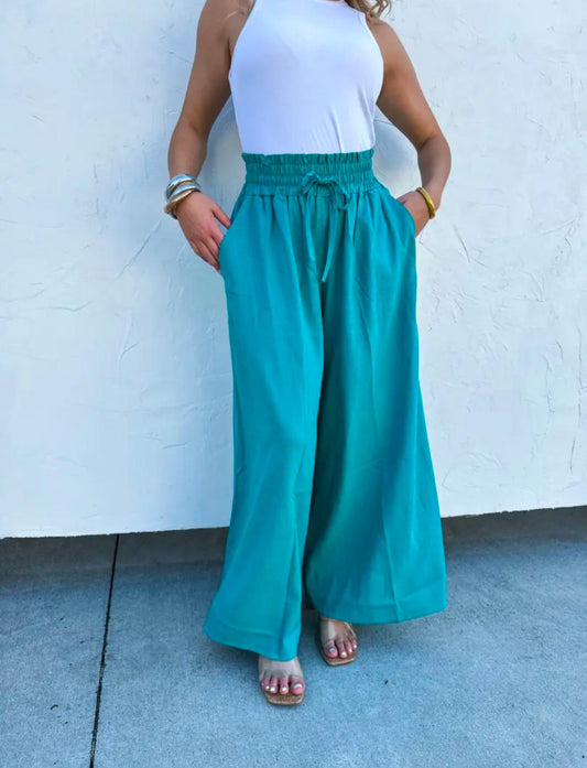 Blakeley - Johanna Linen Pants - blue - clothing - linen - blend