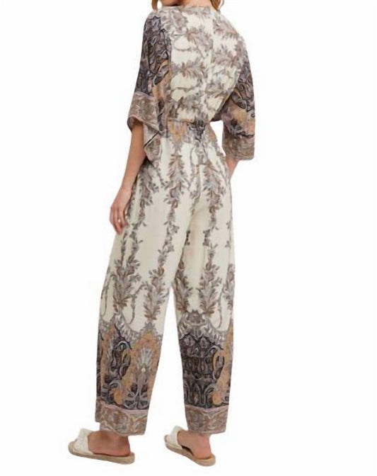 Bluivy - Paisley Print Wrap Jumpsuit - brown - clothing - jumpsuits