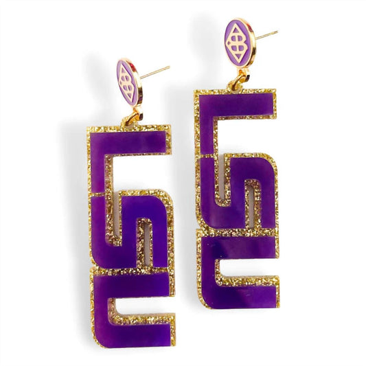 Brianna Cannon - Women's Lsu Glitter Earrings - earrings - jewelry - purple