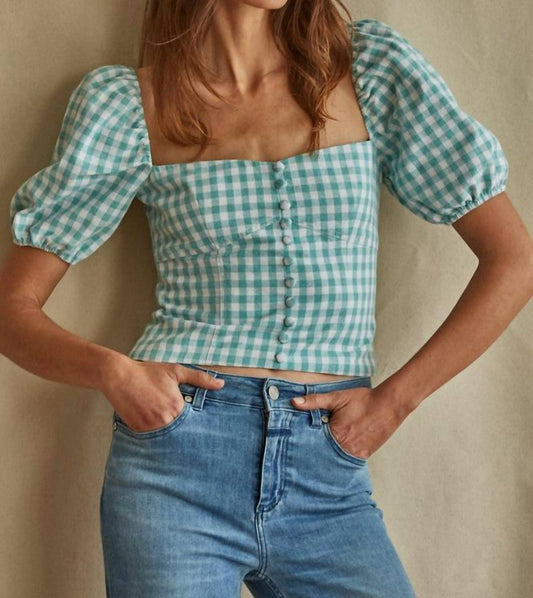 By Together - Vera Sweetheart Top - clothing - cotton - blend - green