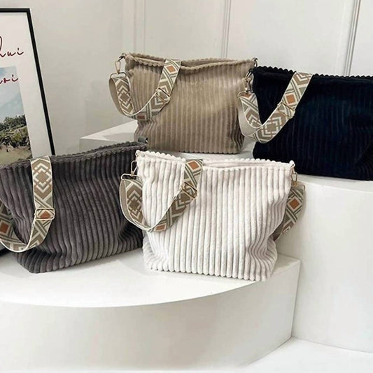 42Pops - Corduroy Slouchy Tote Bag With Guitar Shoulder Strap