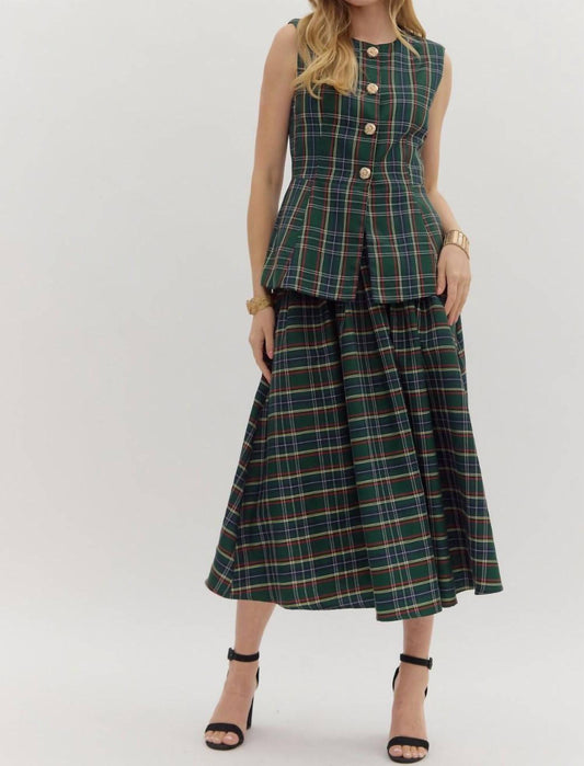 Entro - Plaid Patterned Woven Vest