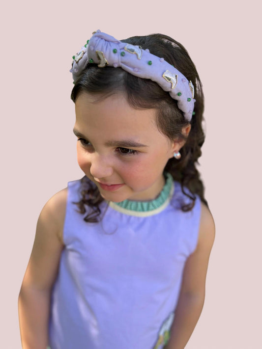 Hello Edie - Mardi Gras Marching Boot Thin Knot Headband