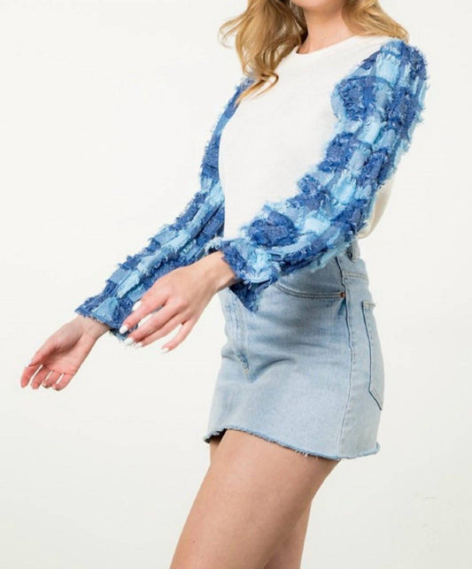 Thml - Denim Patchwork Sleeve Top