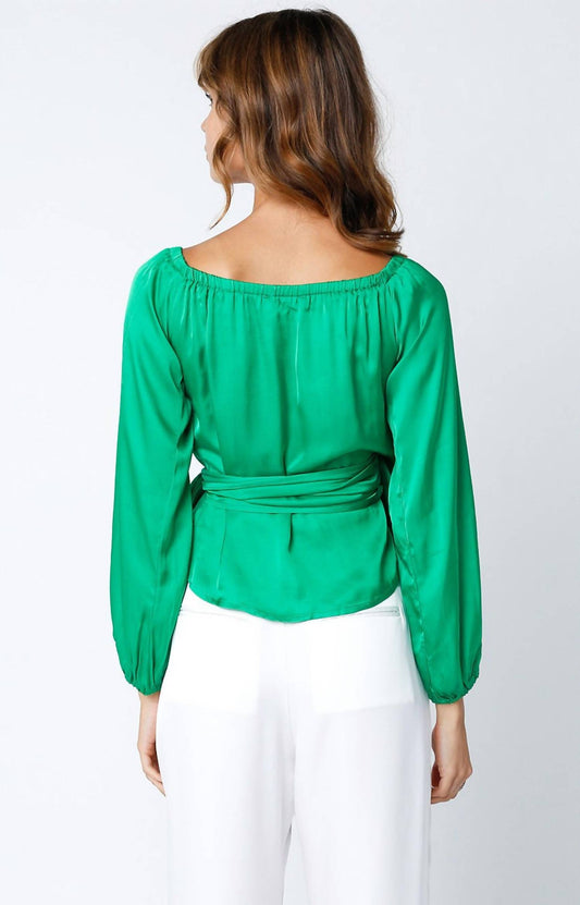 Olivaceous - Satin Wrap Top