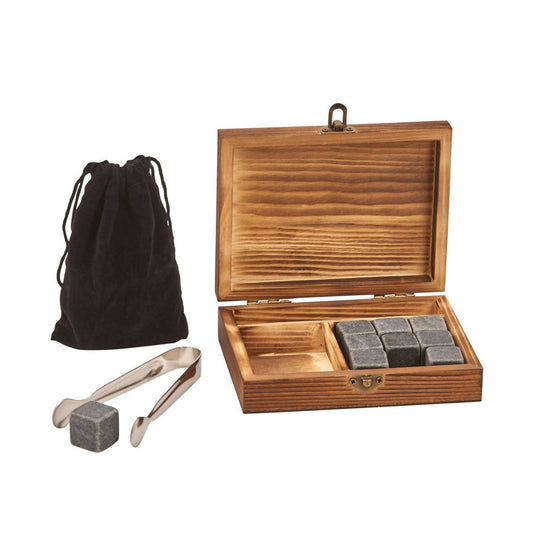 Creative Gifts International - Wood Box Whiskey Stone Set