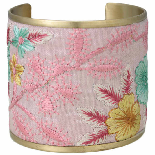 Zad - Women's Floral Embroidered Cuff Bracelet