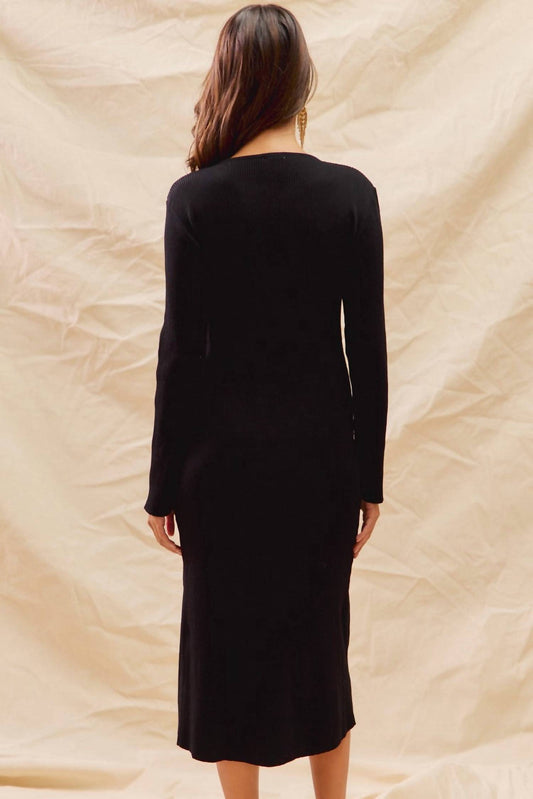 So Me - Rhinestone Ribbon Christmas Sweater Midi Dress